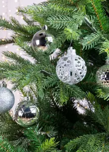 Pack of 37 Mixed-Finish Shatterproof Silver Baubles 6cm