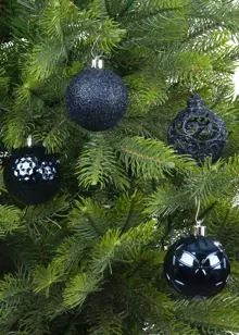 Pack of 37 Mixed-Finish Shatterproof Night Blue Baubles 6cm