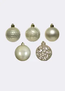Pack of 37 Mixed-Finish Shatterproof Pearl Baubles 6cm