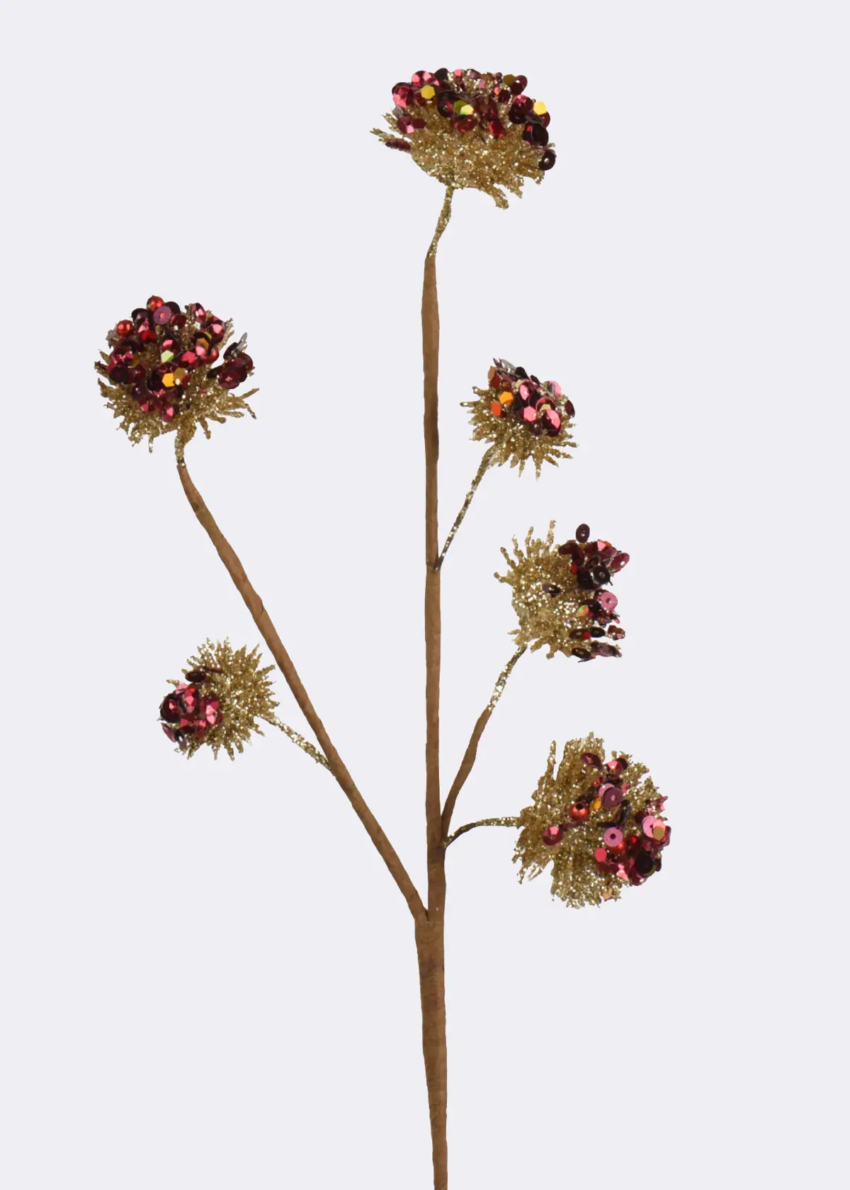 A photo of Gold Glitter Stem With Red Bead Flowers