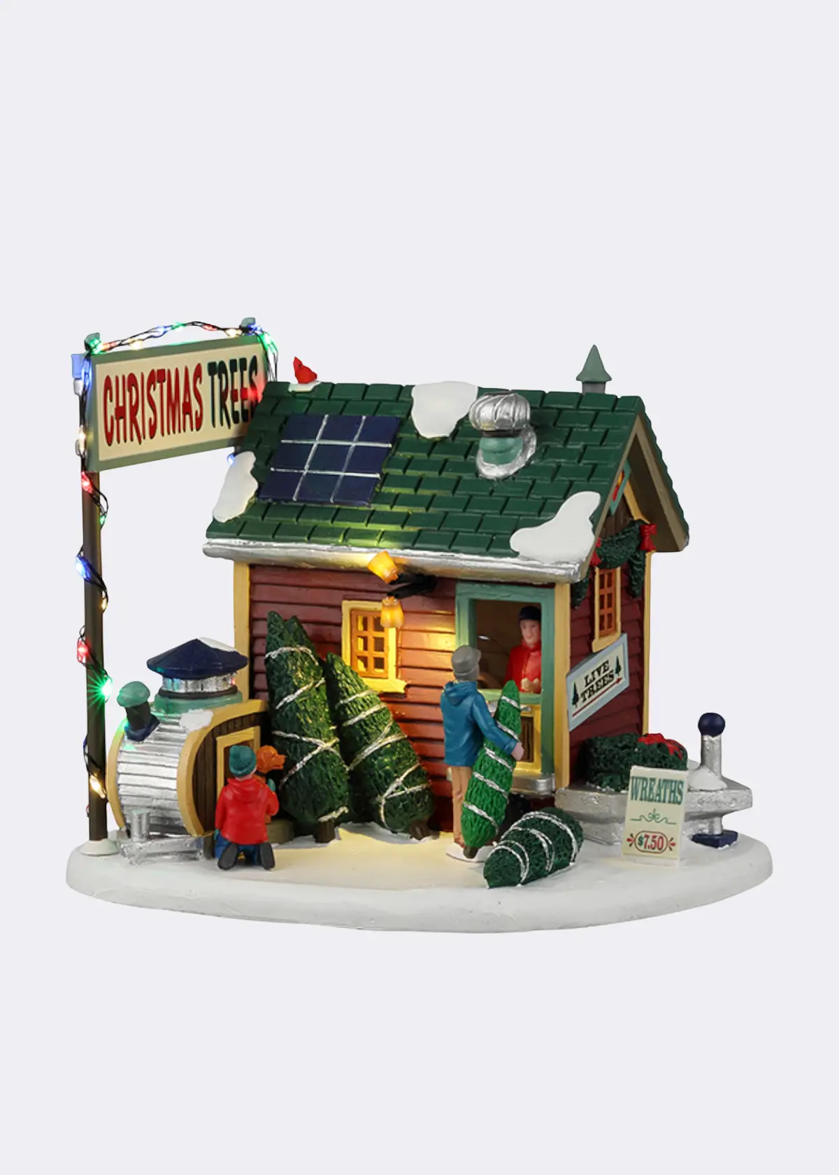 A photo of Lemax Tiny House Tree Lot Light-Up Model