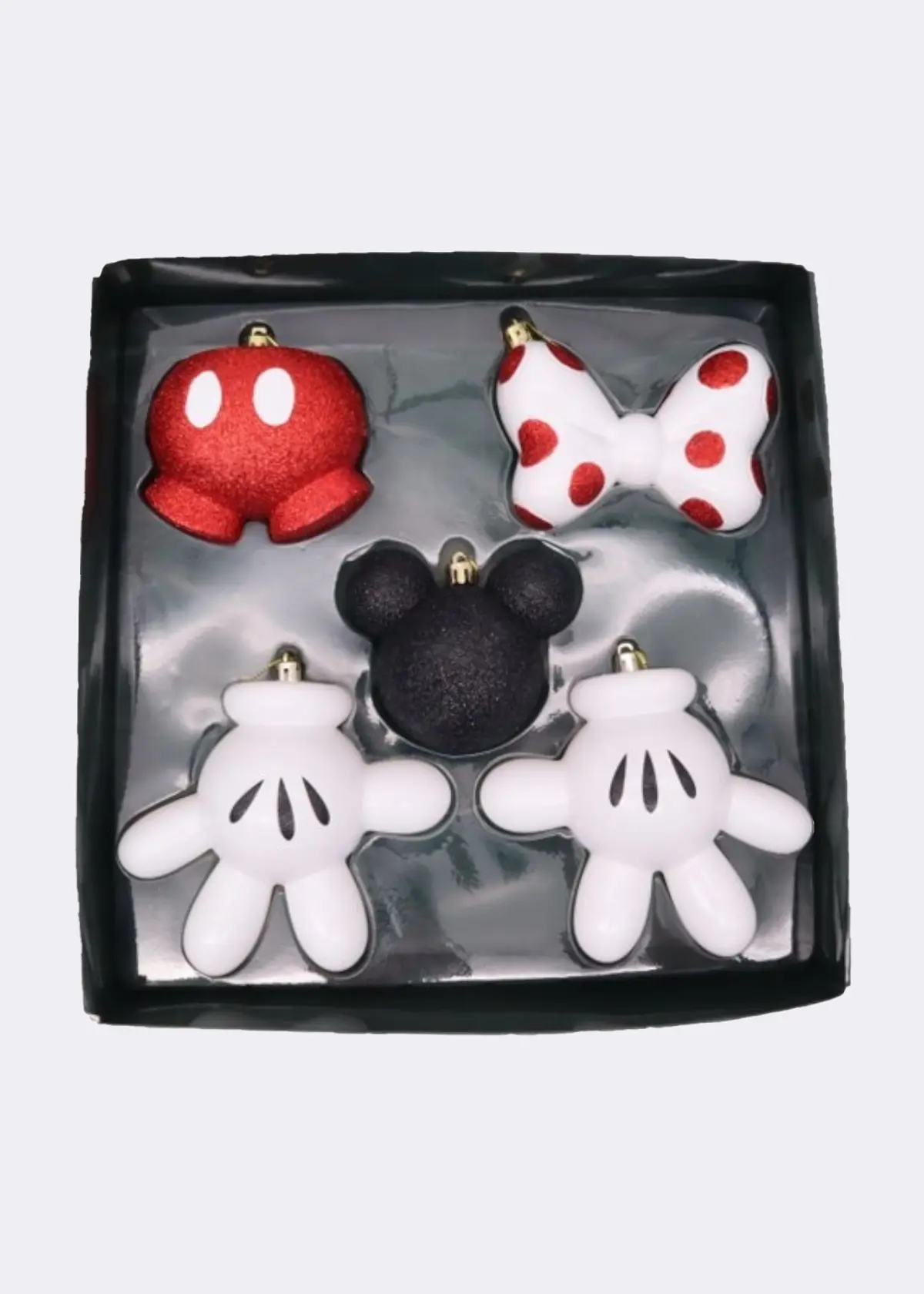 A photo of Disney Mickey & Minnie Icons Bauble Box 5 Pack