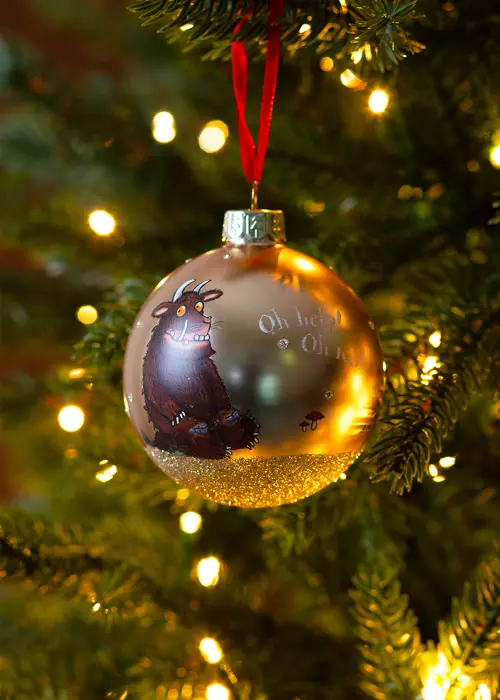 A photo of Gruffalo Glass Bauble 8cm Gold