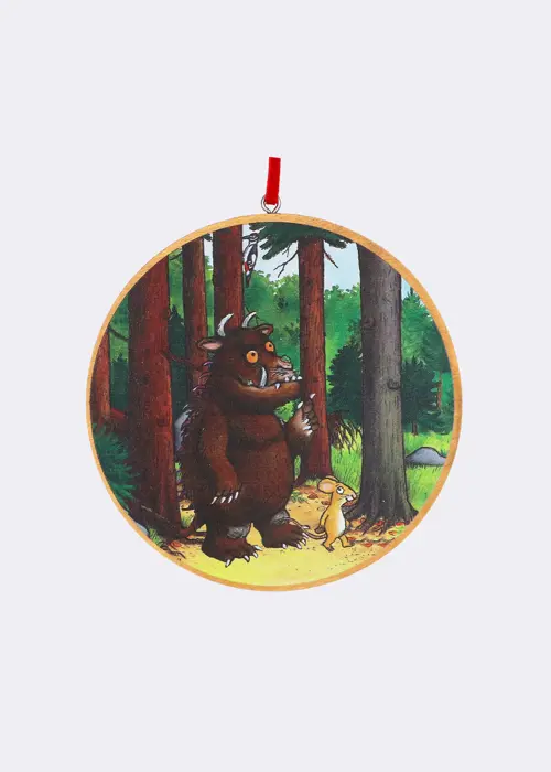 A photo of The Gruffalo & Mouse Wooden Disc Hanging Decoration 10cm