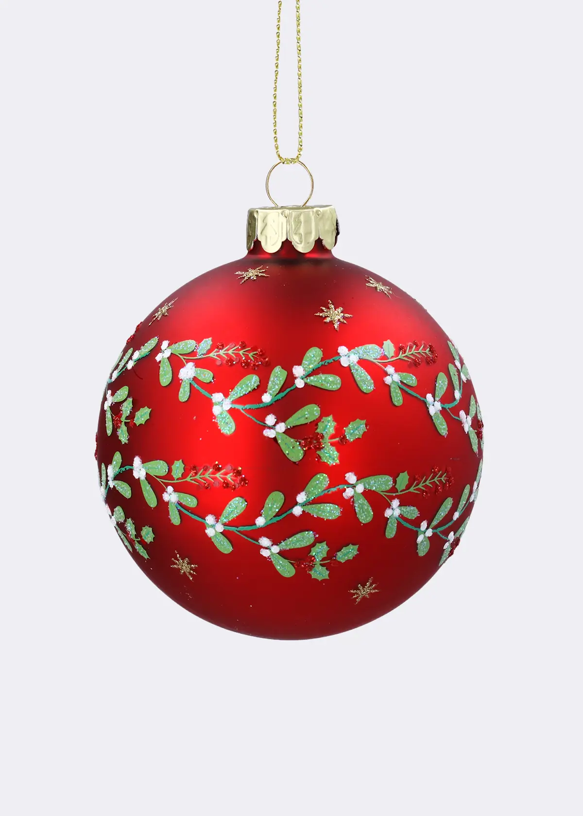 A photo of Red Mistletoe Glass Bauble 8cm