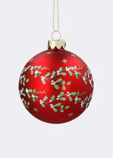 Red Mistletoe Glass Bauble 8cm