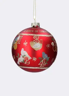 12 Days Of Christmas Glass Bauble 8cm