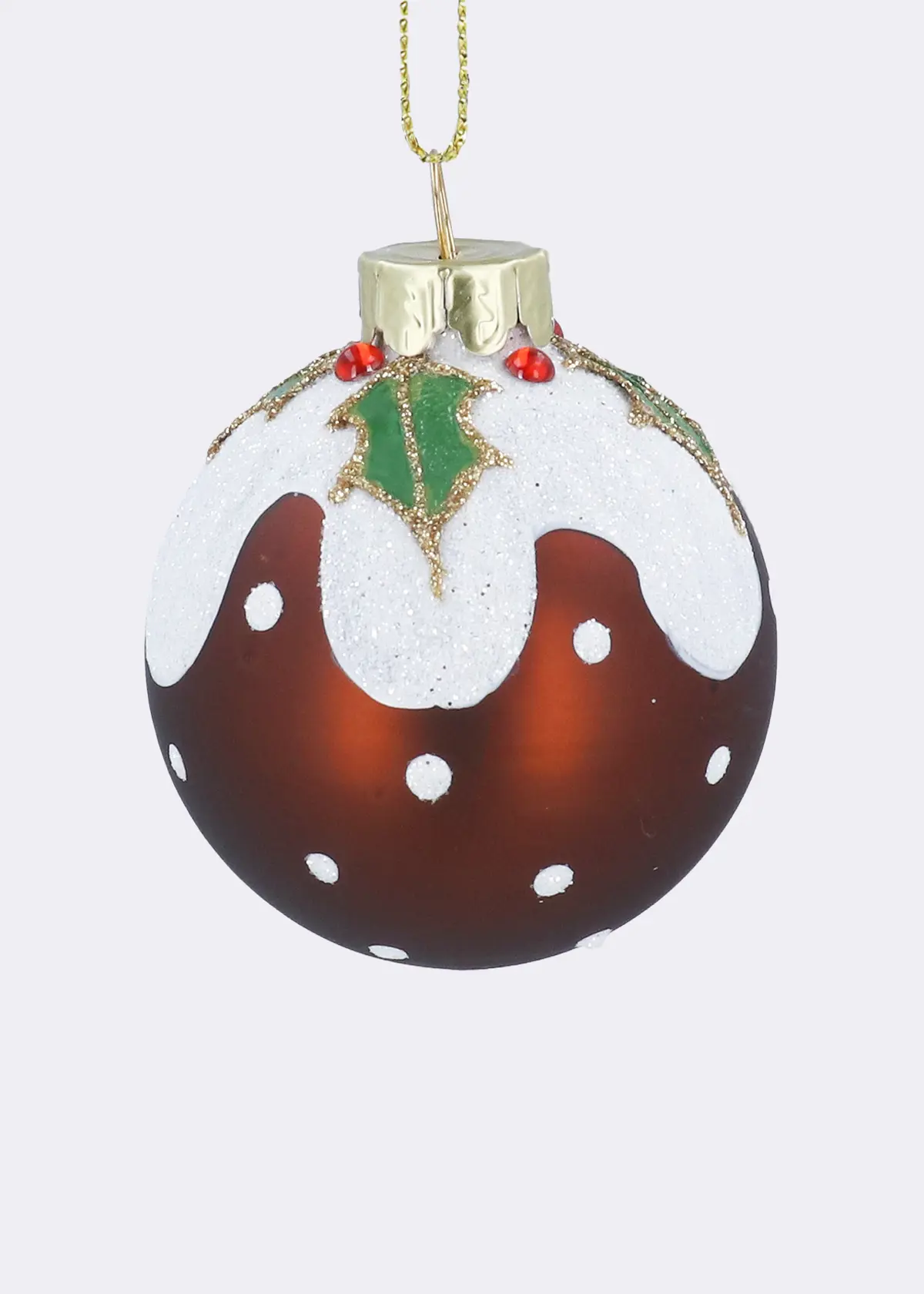 A photo of Christmas Pudding Glass Bauble 6cm