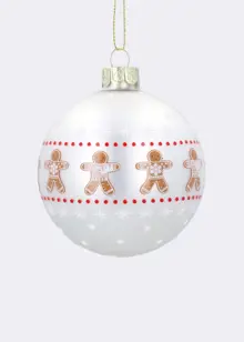 White Gingerbread Man Glass Bauble 8cm