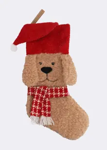 Brown Dog Fabric Stocking 63cm