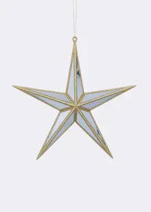 Gold Glitter Mirror 5 Point Star Hanging Decoration 29cm