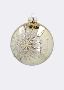 Mirrored Gold Starburst Glass Bauble 10cm