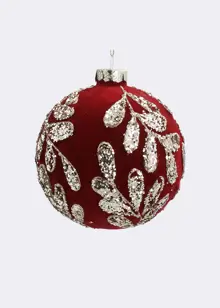 Burgundy Velvet Waves Glass Bauble 8cm