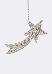 Gold Glitter Shooting Star Glass Hanging Decoration 11cm