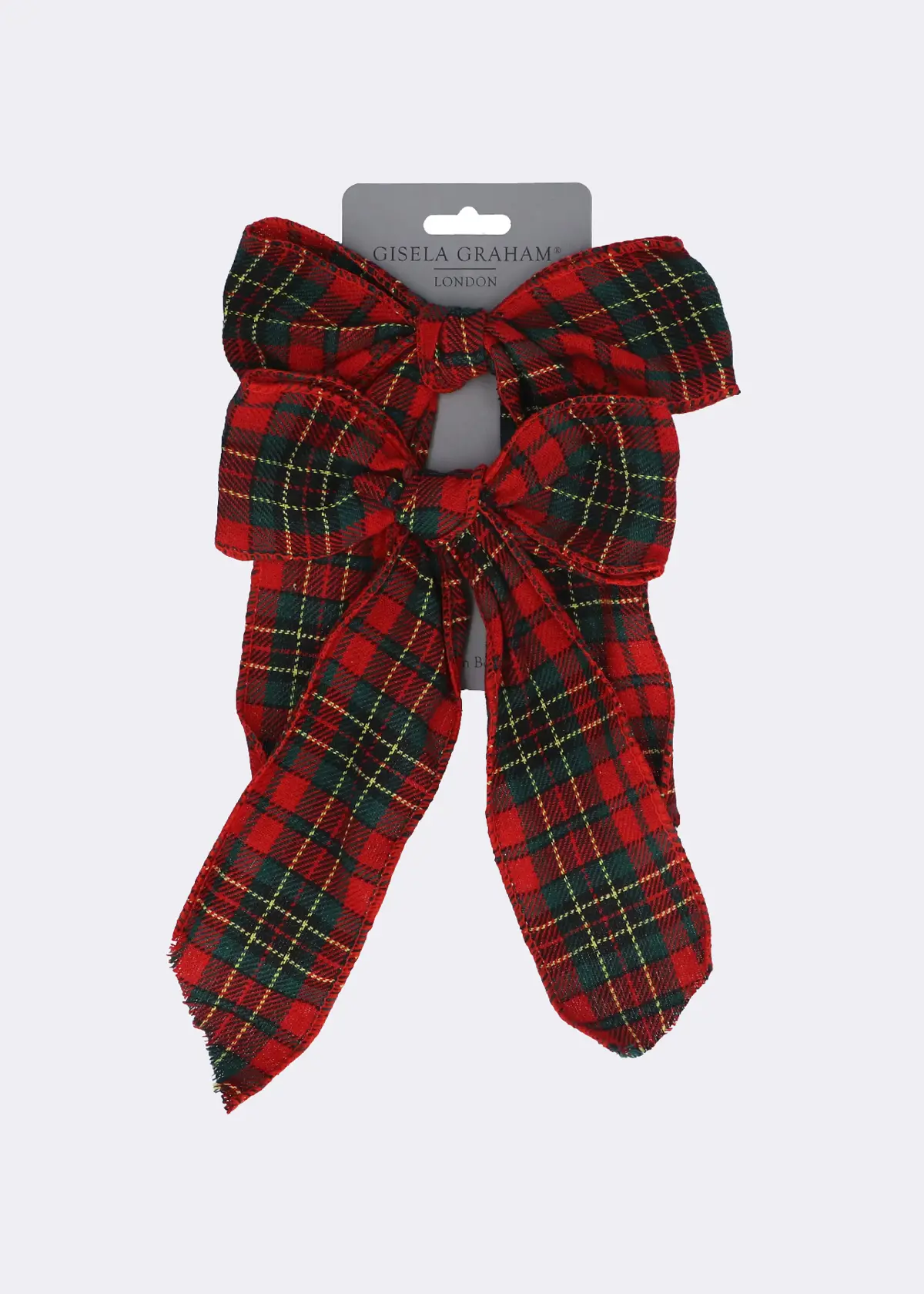 A photo of Pack of 2 Red Tartan Fabric Bows 25cm