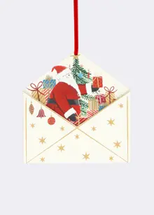 Wooden Letter To Santa Hanging Decoration 10cm