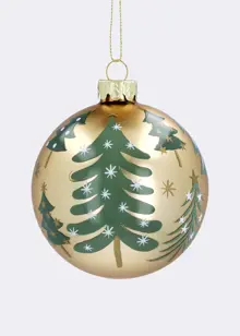Matt Gold Christmas Tree Glass Bauble 8cm