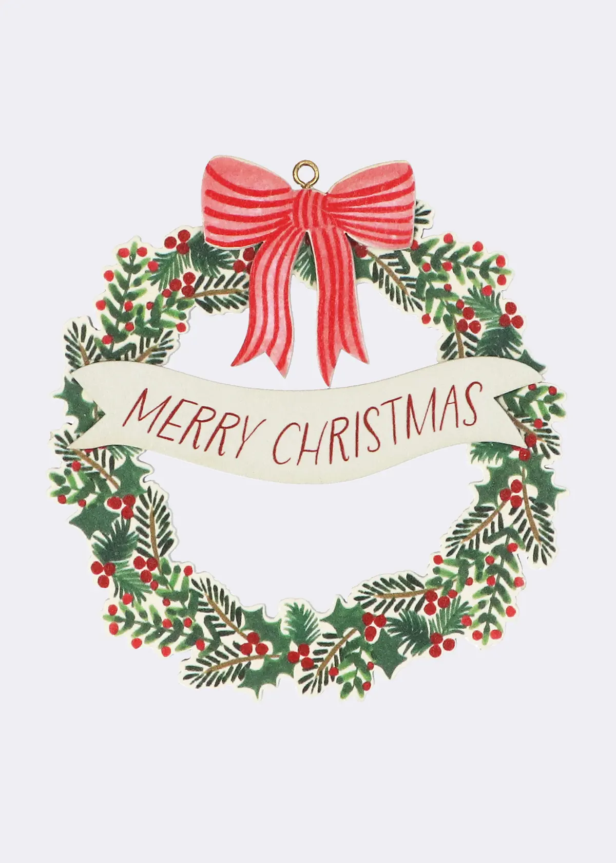 A photo of Wooden Christmas Wreath Hanging Decoration 10cm