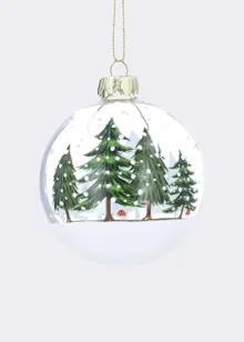 Woodland Snowscene Glass Bauble 8cm