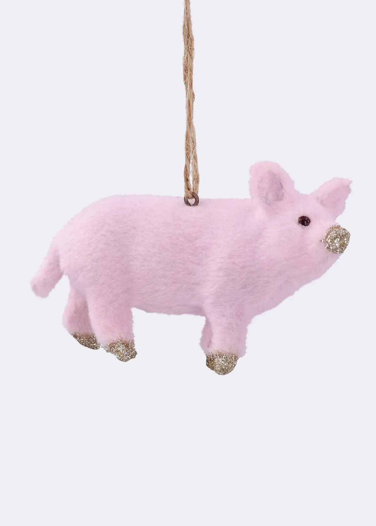 A photo of Faux Fur Pink Pig Hanging Decoration 7cm