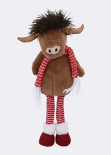 Standing Highland Cow With Scarf Plush Decoration 46cm