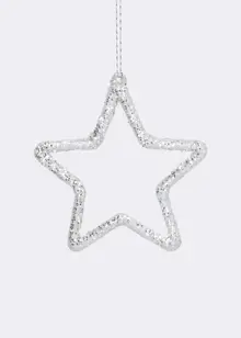 Silver Glitter Star Hanging Decoration 11cm