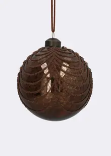 Antique Mirror Chocolate Brown Glass Bauble 10cm