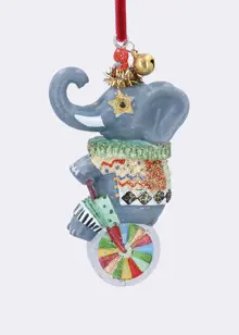 Resin Gold Glitter Circus Elephant Hanging Decoration 8cm