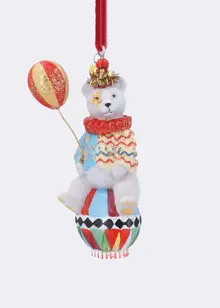 Resin Gold Glitter Circus Bear Hanging Decoration 8cm