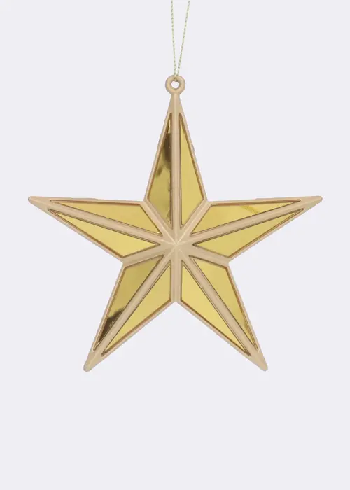 A photo of Gold Mirror 5 Point Star Hanging Decoration 12cm