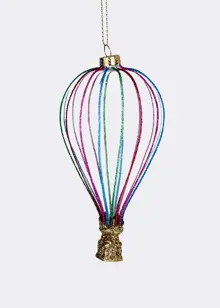 Multi-Colour Glitter Ribbed Hot Air Balloon Hanging Decorati