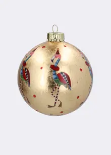 Gold Leaf Flamingo Glass Bauble 8cm