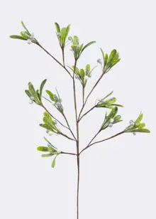 Faux Silver & White Mistletoe Berries Stem 67cm
