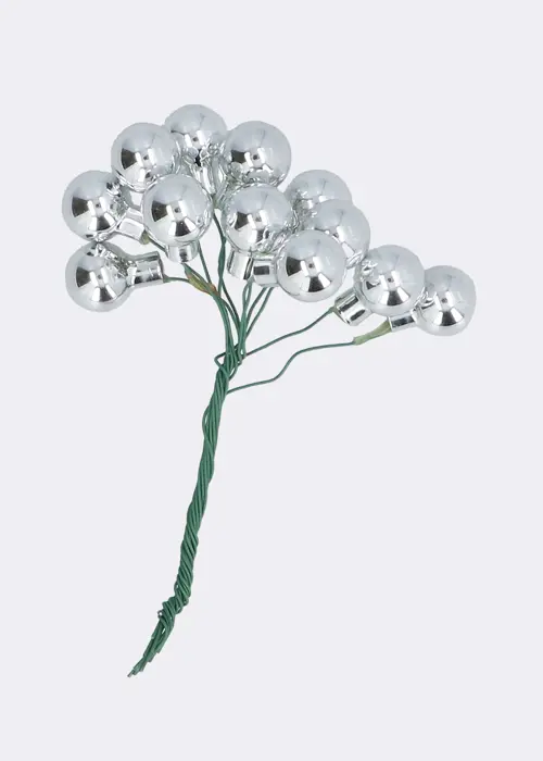 A photo of Silver Glass Balls Pick Bunch 11cm