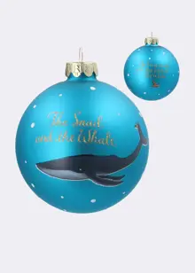The Snail & Whale Glass Bauble 8cm Blue