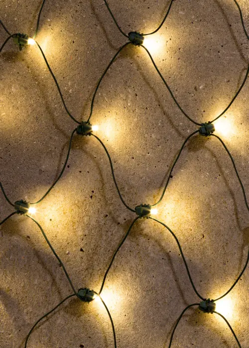 A photo of 160 Warm White Multifunction Net String Lights Battery