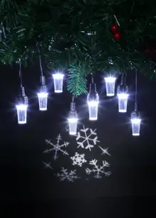 8 White Snowflake Pattern Projector String Lights