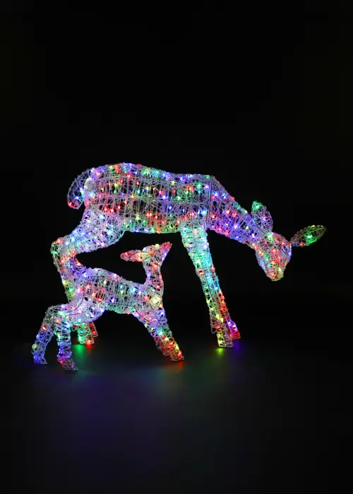 A photo of Colour-Changing Spun Acrylic Woburn Deer & Fawn 70cm