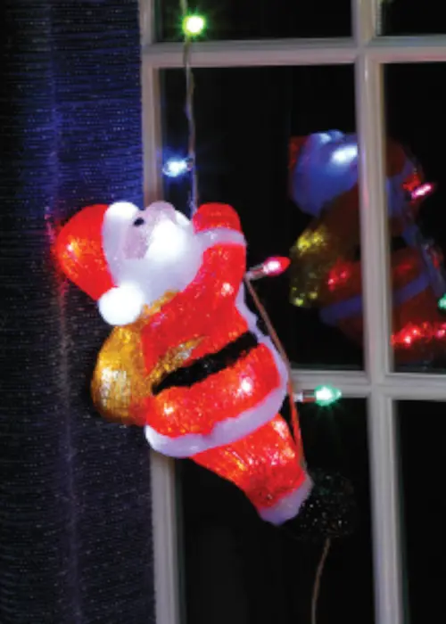 A photo of Acrylic Climbing Santa with String Lights 30cm