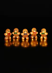Set Of 5 Acrylic Gingerbread String Lights