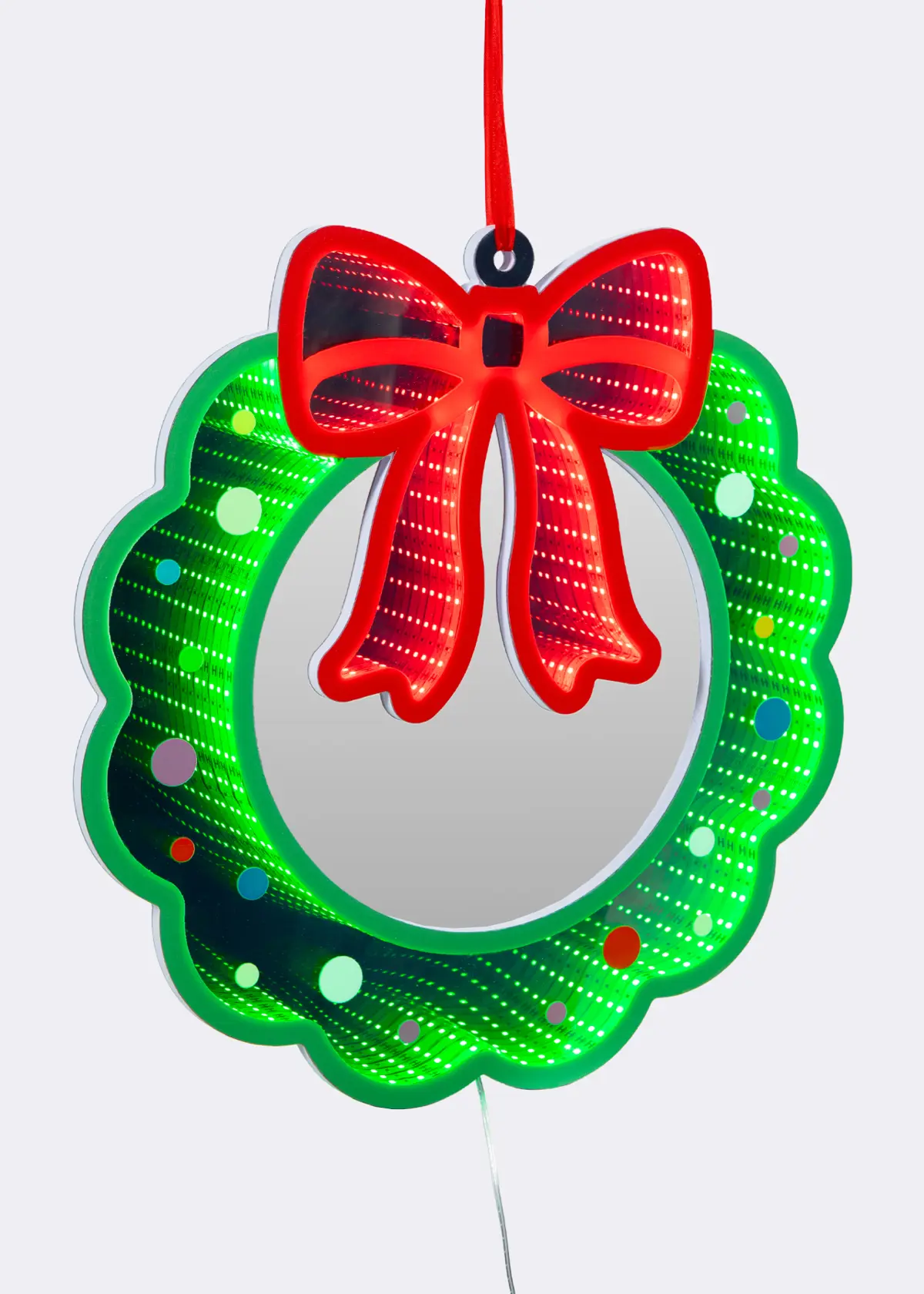 A photo of 45cm Double-Sided Hanging Wreath With Bow Infinity Light