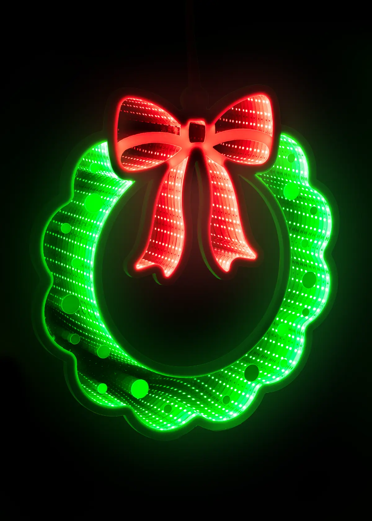 A photo of 45cm Double-Sided Hanging Wreath With Bow Infinity Light