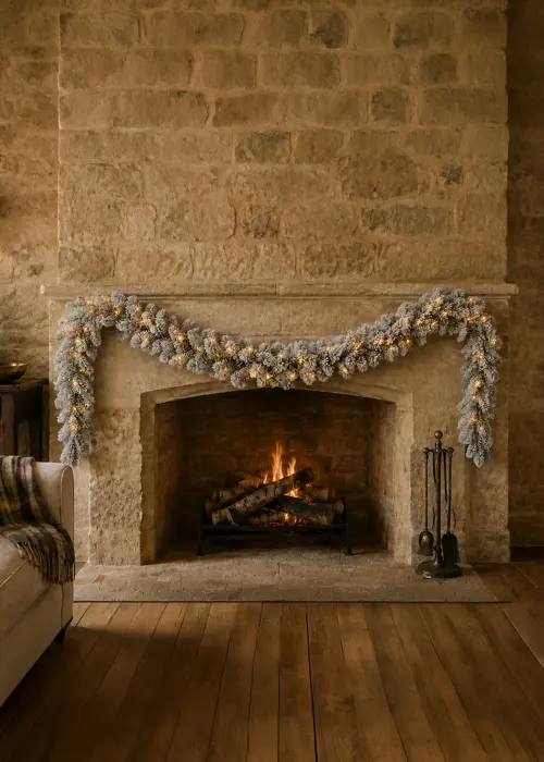 A photo of 2.7m Royal Snowy Fir Warm White LED Artificial Garland