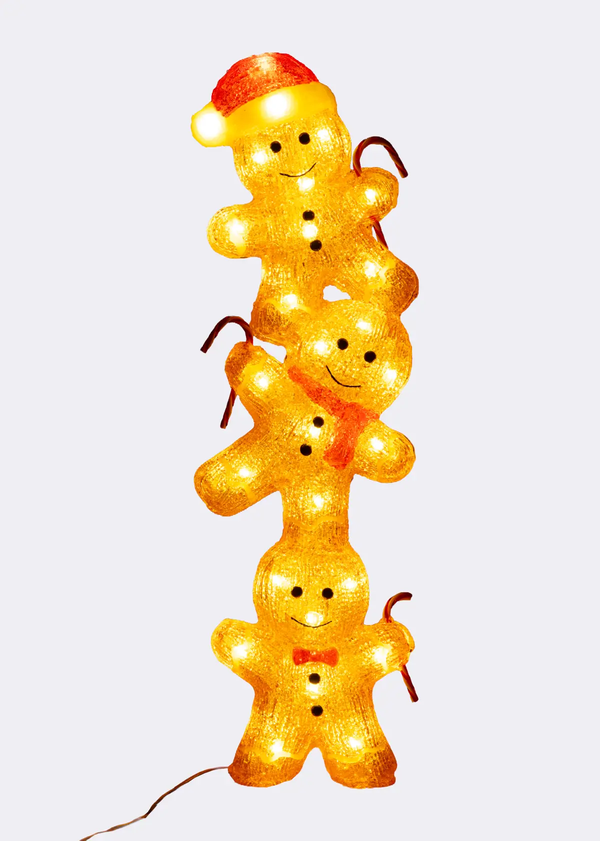 A photo of Stacked Gingerbread Men Acrylic Twinkle Light 59cm