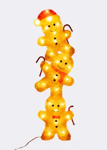 Stacked Gingerbread Men Acrylic Twinkle Light 59cm