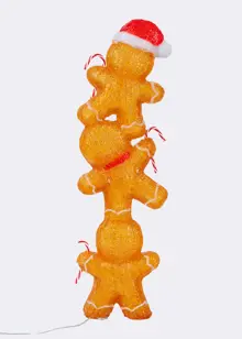 Stacked Gingerbread Men Acrylic Twinkle Light 59cm