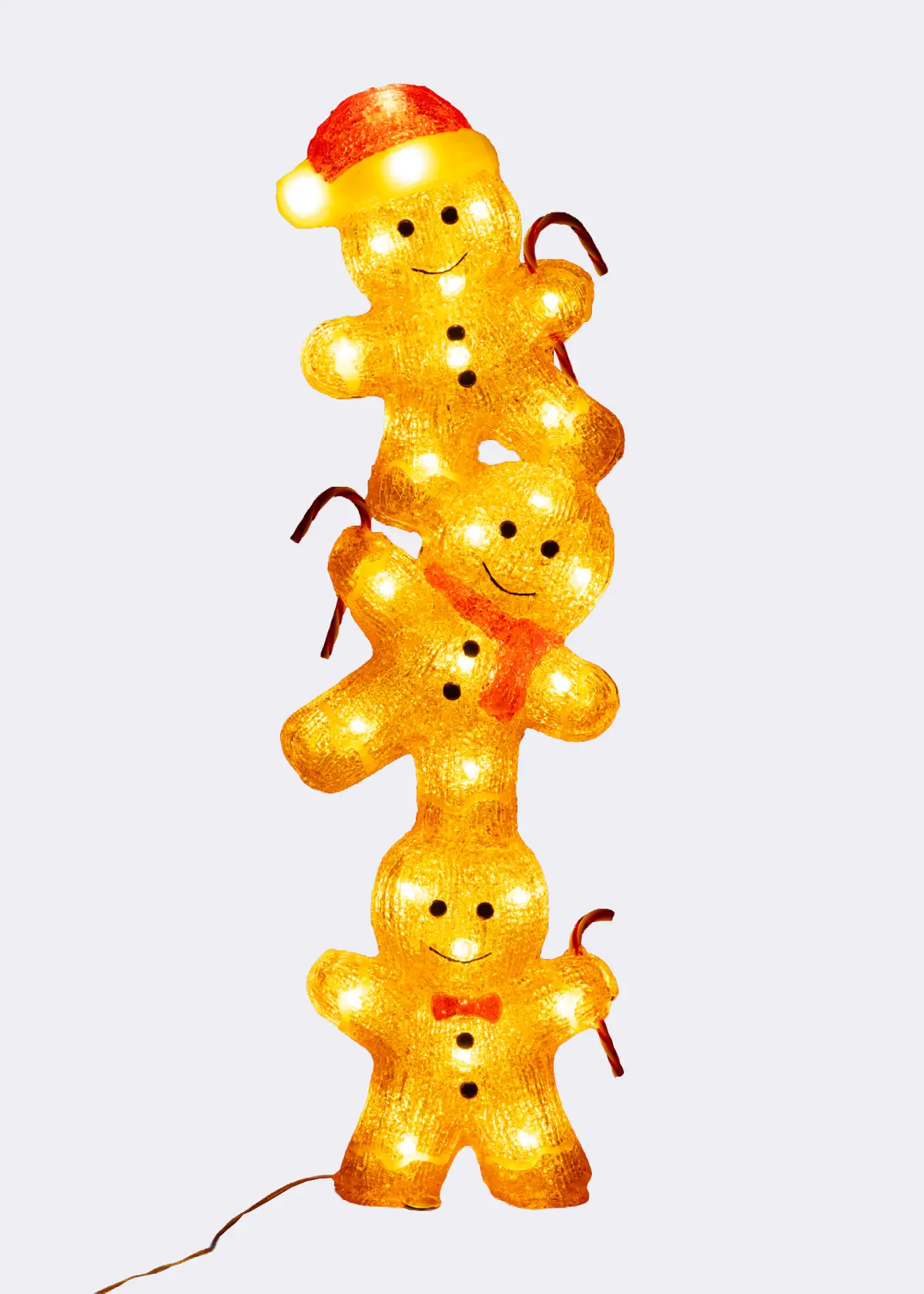 A photo of Stacked Gingerbread Men Acrylic Twinkle Light 59cm