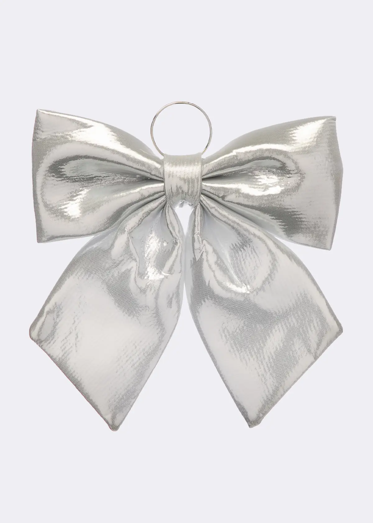 A photo of Silver Metallic Effect Bow 34cm
