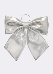 Silver Metallic Effect Bow 34cm