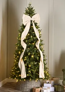 Cream Long Tail Fabric Bow 180cm